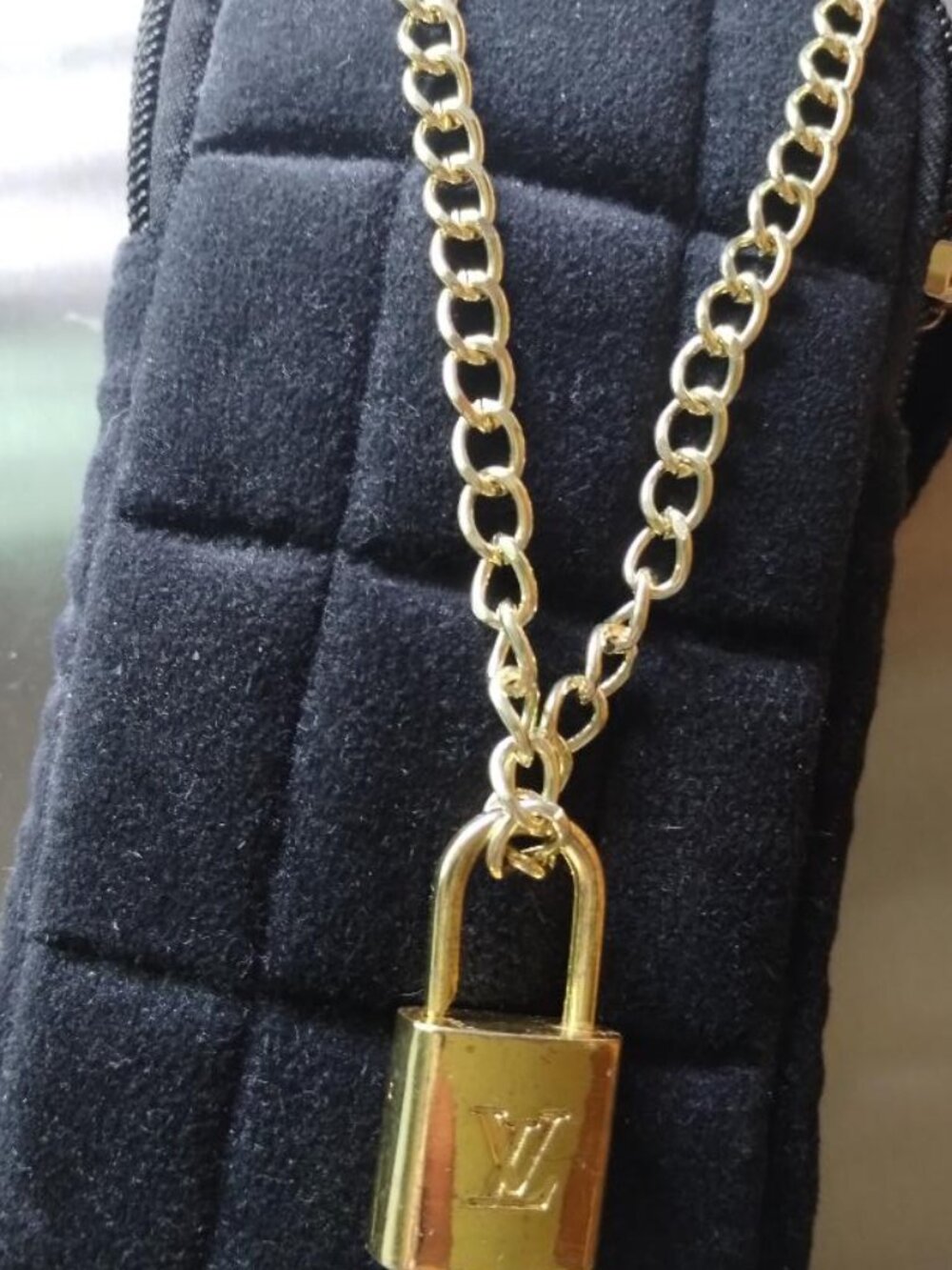 Louis Vuitton Gold Plated Necklace With Authentic Louis Vuitton Padlock